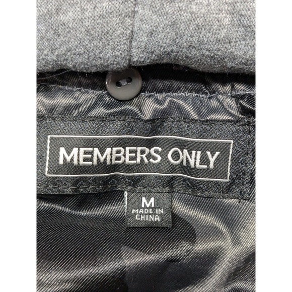 Members Only Bomber Jacket Black Camo Zip Flight Satin Hooded Grunge Mens M A057 - Picture 2 of 14